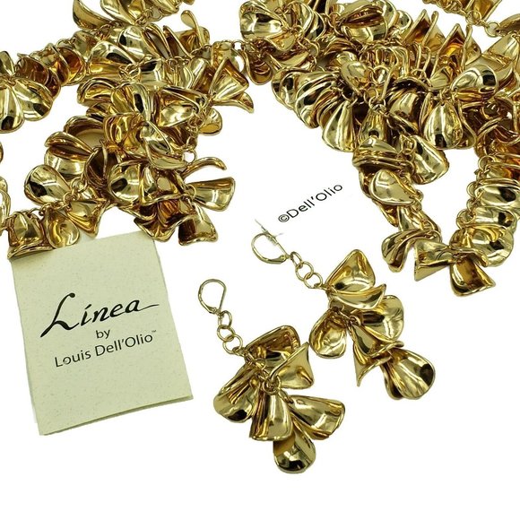 Linea by Louis Dell'Olio Gold Tone Necklace and Earring Set 59" - Picture 7 of 15